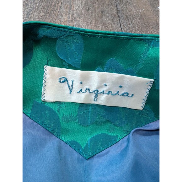 Vintage 60s Brocade Blue & Green Cropped Jacket, Formal Event Outfit - Picture 9 of 10